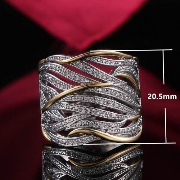 💍 Fashion Trendy Wave Stackable Rings for Women, EVGG1375 - Picture 12 of 15